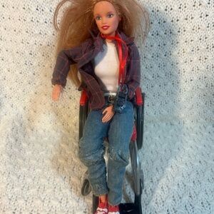 Barbie Doll in Plaid Jacket with Wheelchair